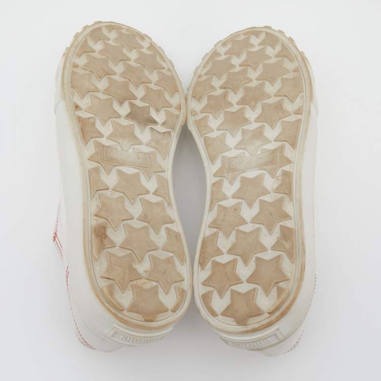 Pre Owned Miu Miu White Logo Embroidered Fabric Low Top Sneakers Size 41