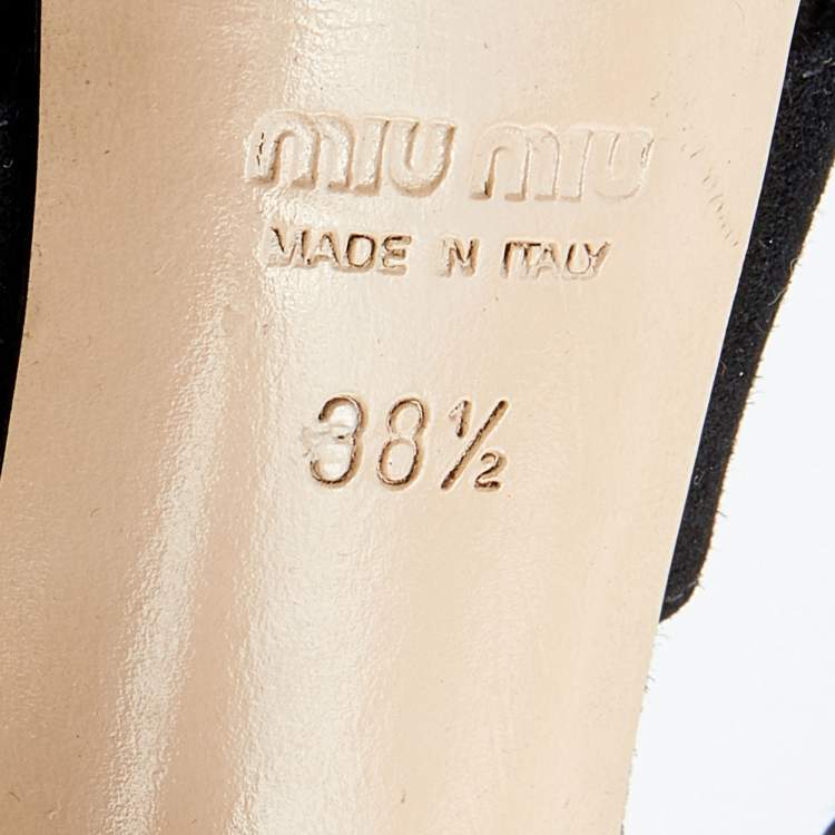 Pre Owned Miu Miu Black Suede Caged Slingback Platform Sandals Size 38.5