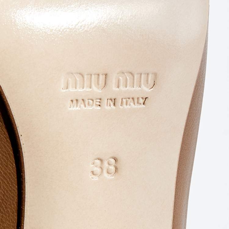 Pre Owned Miu Miu Brown Leather Buckle Detail Ankle Length Boots Size 38