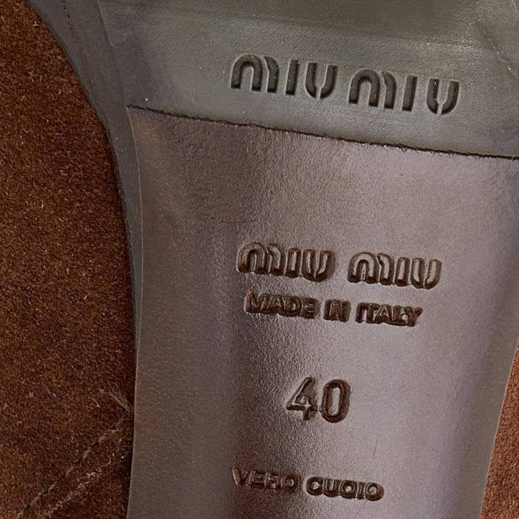 Pre Owned Miu Miu Brown Suede Knee Length Boots Size 40