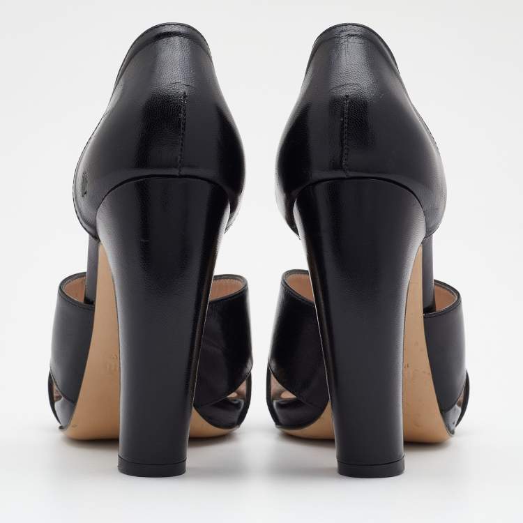 Pre Owned Miu Miu Black Leather Criss Cross Sandals Size 37