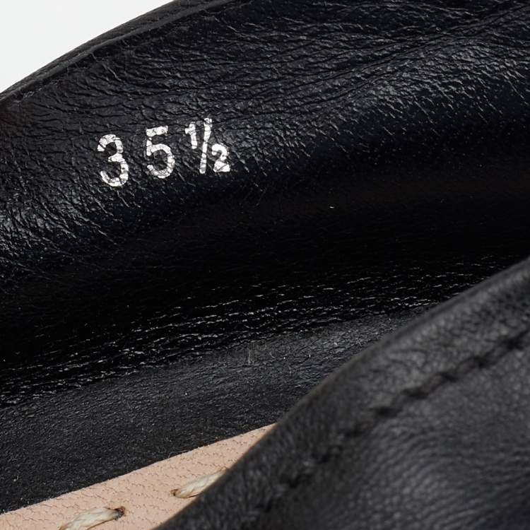Pre Owned Miu Miu Black Leather Metal Cap Toe Platform Slip On Sneakers Size 35.5