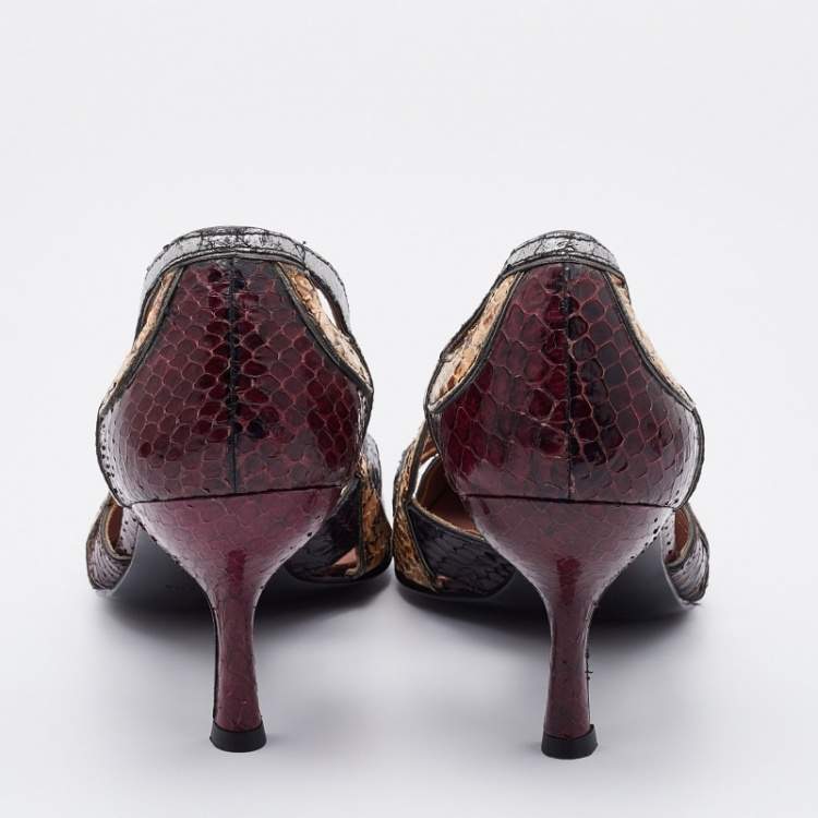 Pre Owned Miu Miu Multicolor Python Pointed Toe Pumps Size 39
