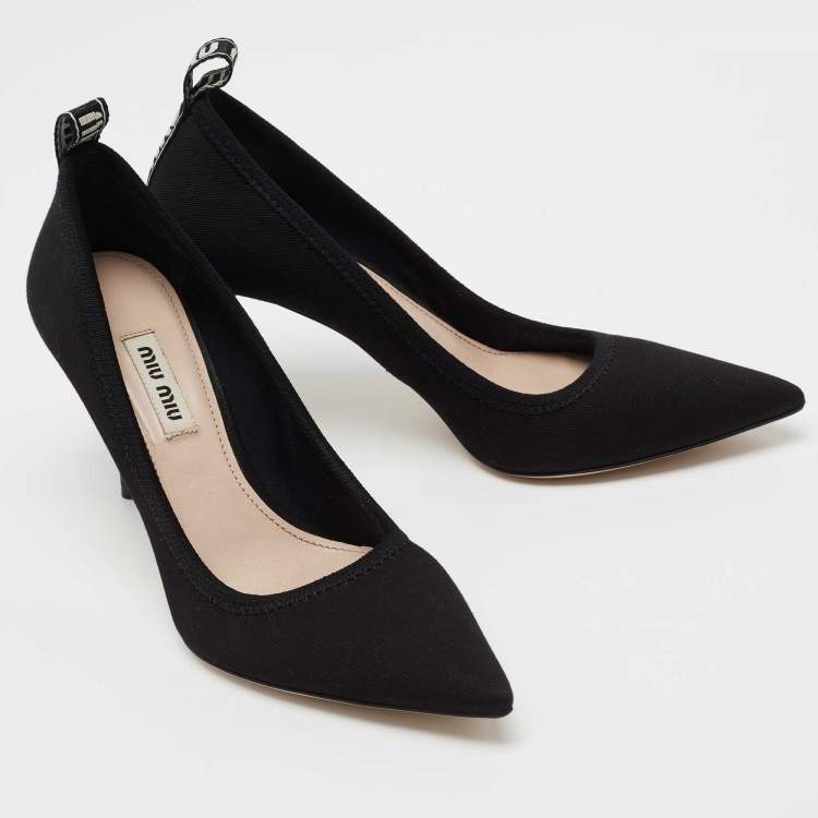 Pre Owned Miu Miu Black Fabric Pointed Toe Pumps Size 36