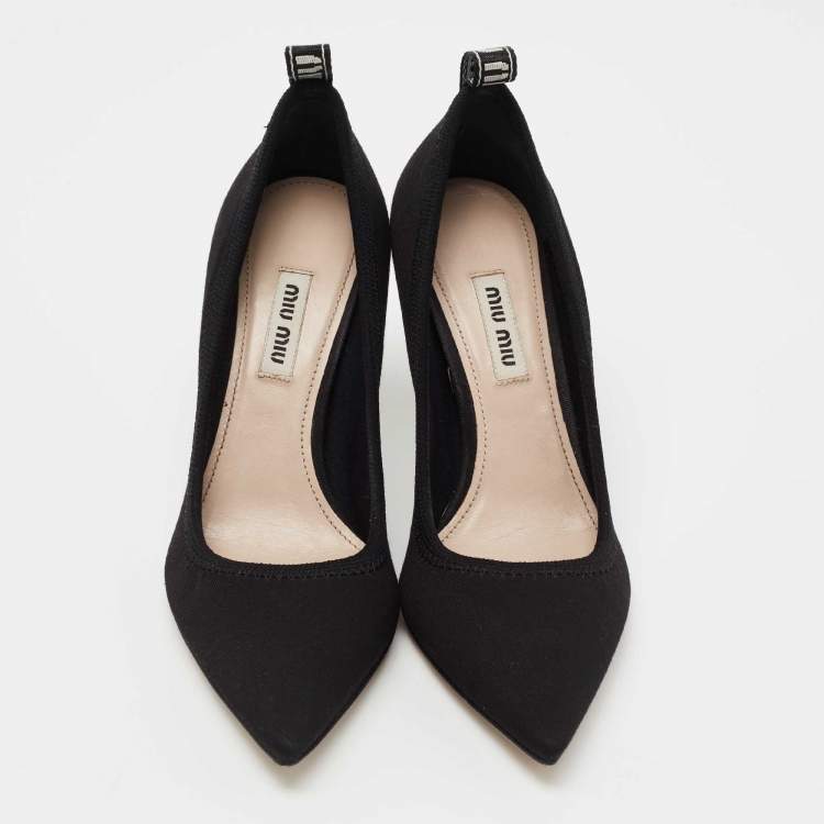 Pre Owned Miu Miu Black Fabric Pointed Toe Pumps Size 36