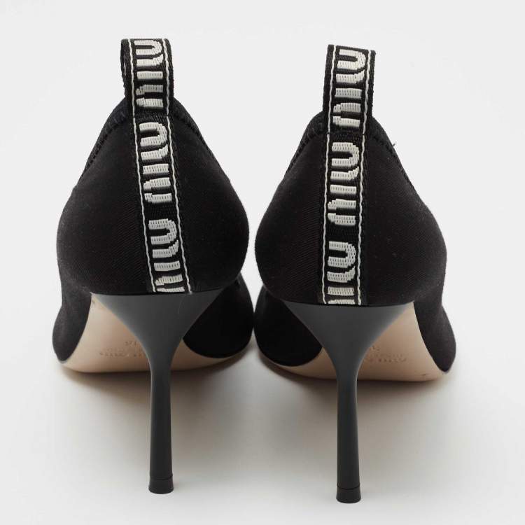 Pre Owned Miu Miu Black Fabric Pointed Toe Pumps Size 36