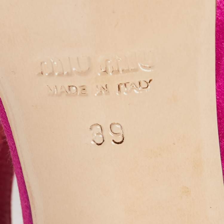 Pre Owned Miu Miu Pink Satin Ankle Strap Sandals Size 39