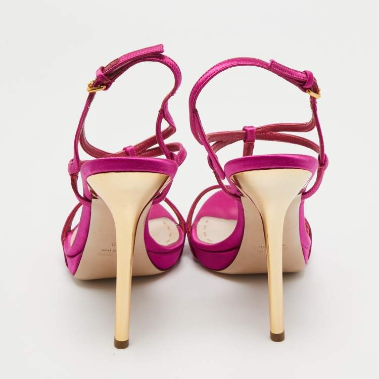 Pre Owned Miu Miu Pink Satin Ankle Strap Sandals Size 39