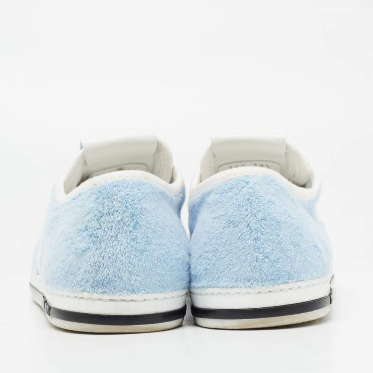 Pre Owned Miu Miu Blue/White Terry Fabric and Rubber Low Top Sneakers Size 39.5