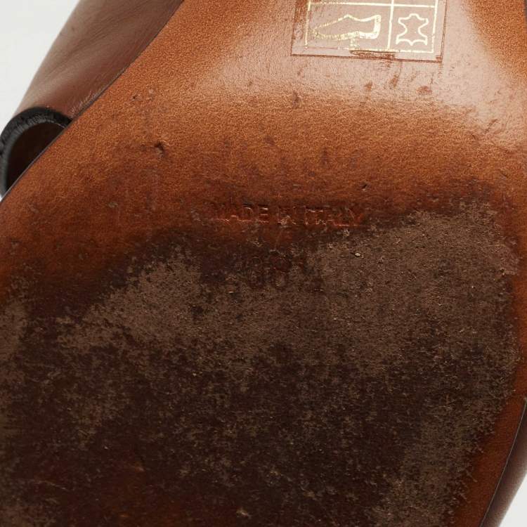 Pre Owned Miu Miu Brown Leather Slingback Sandals Size 38.5