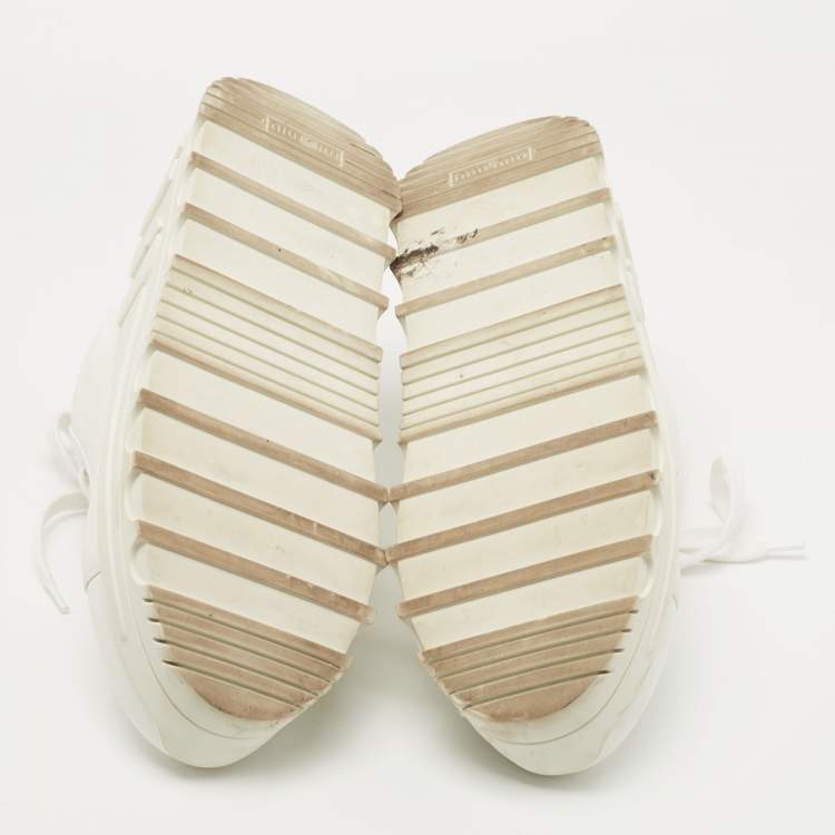 Pre Owned Miu Miu White Leather Platform Sneakers Size 38