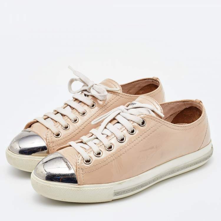 MIU MIU women's Glitter Lace Up Low-cut Sneakers in Gold size 37 used | eBay