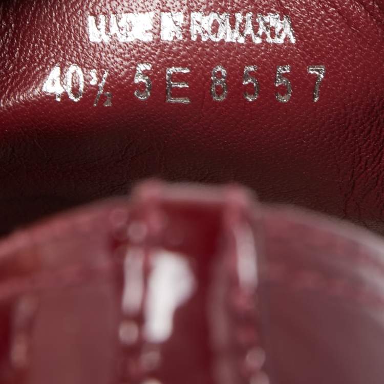 Pre Owned Miu Miu Burgundy Patent Leather Crystal Cap Toe  Sneakers Size 40.5