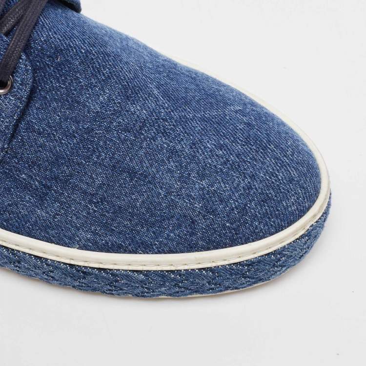 Pre Owned Miu Miu Blue Denim Low Top Lace Up Sneakers Size 37.5