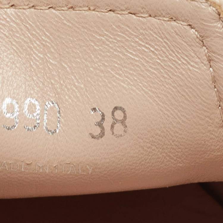 Pre Owned Miu Miu Beige Patent Leather Crystal Embellished Cap Toe Slip On Sneakers Size 38