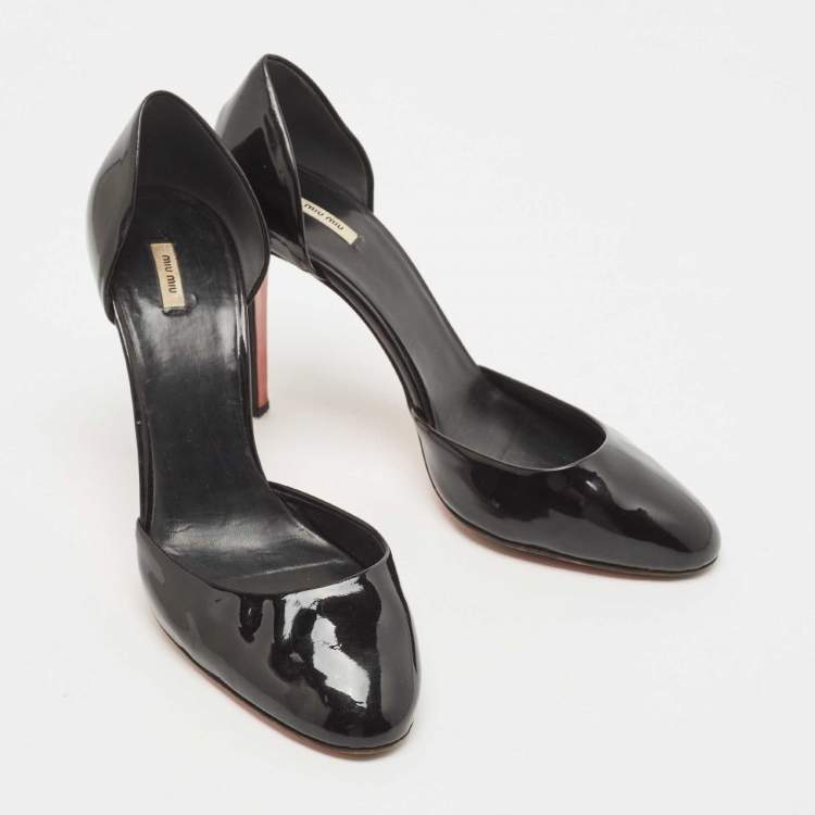 Pre Owned Miu Miu Black Patent Leather D'orsay Pumps Size 38