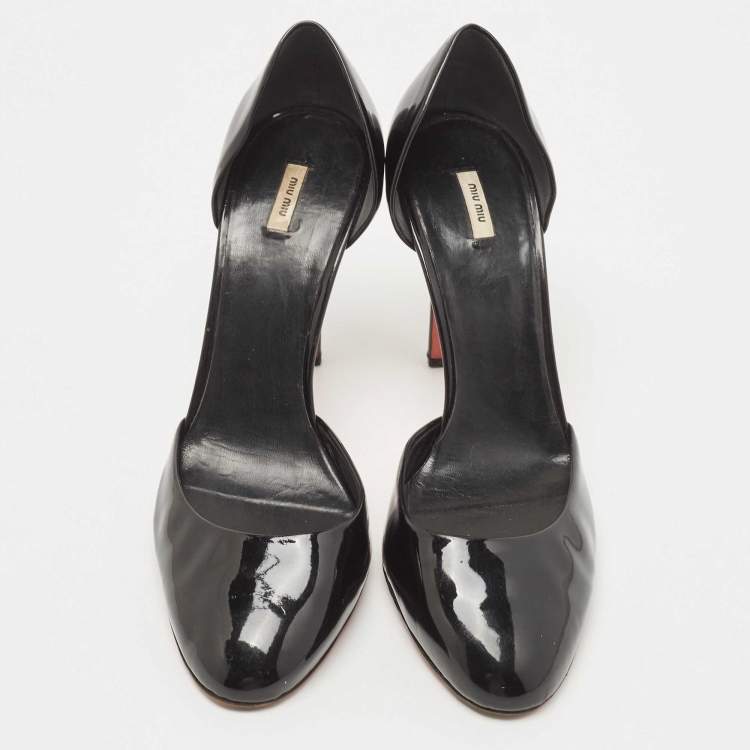 Pre Owned Miu Miu Black Patent Leather D'orsay Pumps Size 38