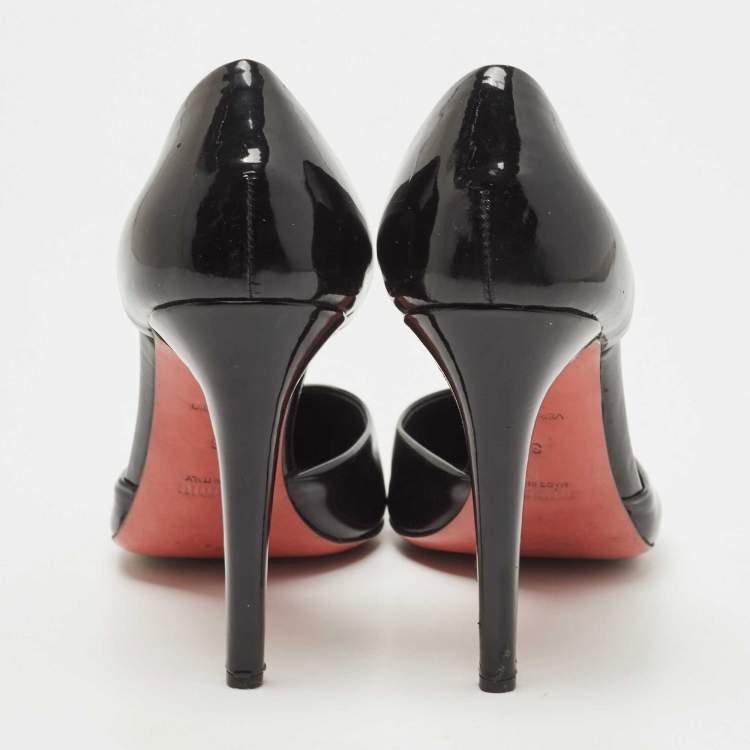 Pre Owned Miu Miu Black Patent Leather D'orsay Pumps Size 38