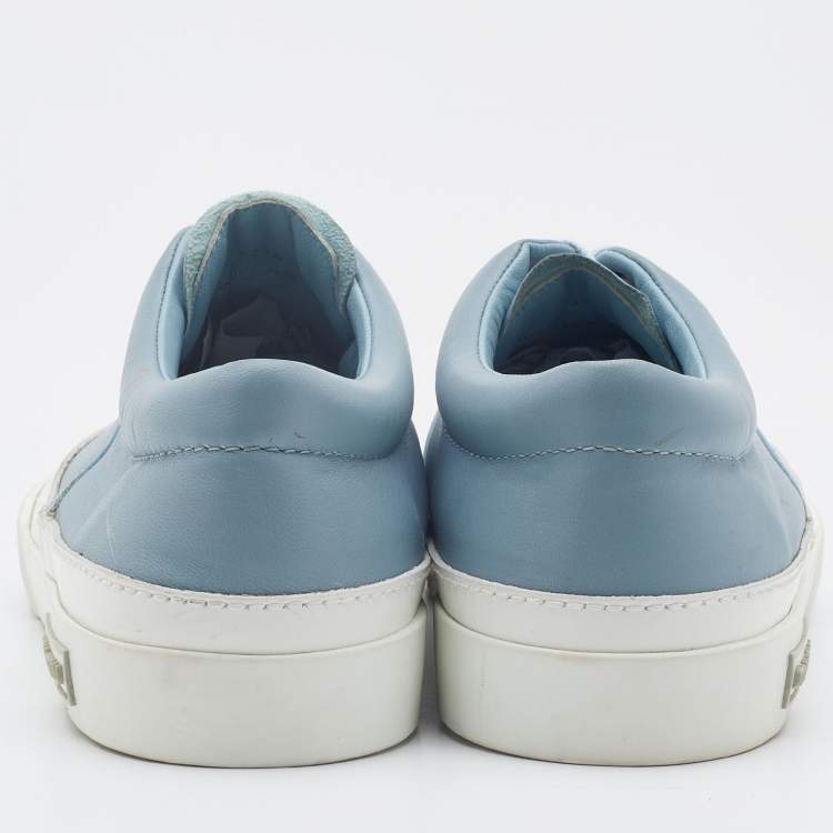 Pre Owned Miu Miu Blue/White Leather Lace Up Sneakers Size 38.5