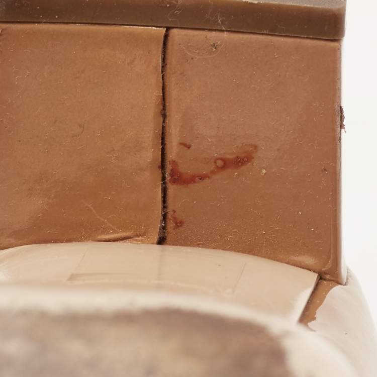Pre Owned Miu Miu Brown Patent Leather Crystal Embellished Peep Toe Block Heel Pumps Size 36.5