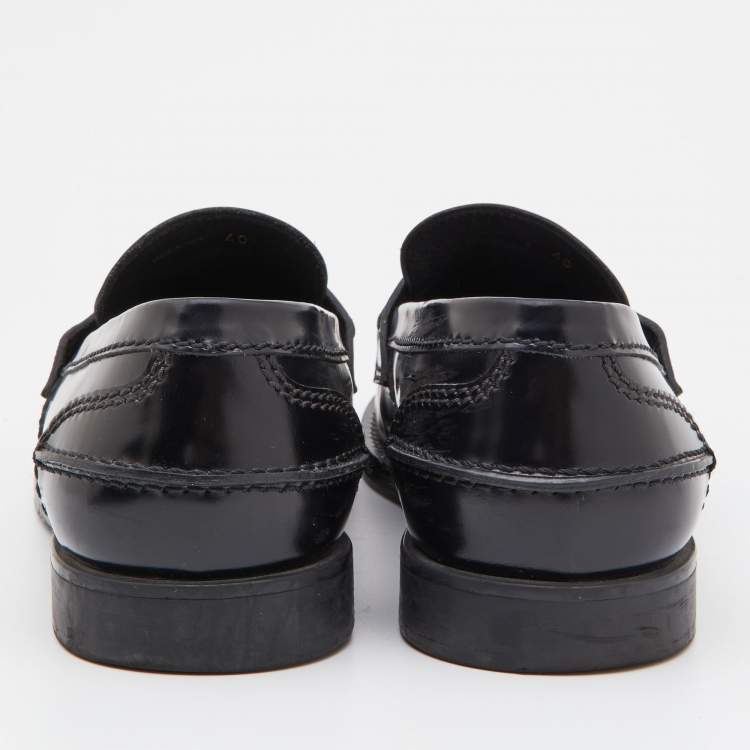 Pre Owned Miu Miu Black Leather Coin Penny Loafers Size 40