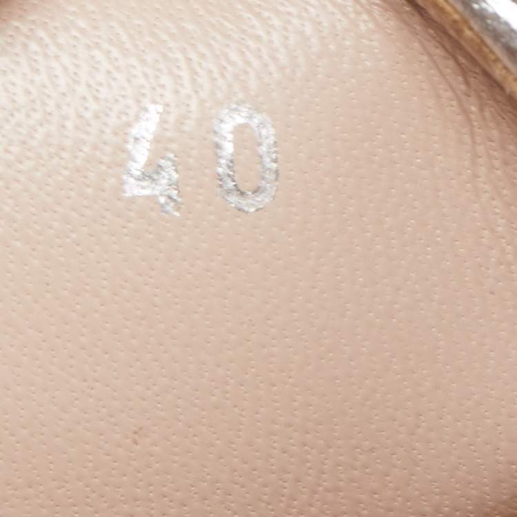Pre Owned Miu Miu Silver Coarse Glitter Logo Print Low Top Sneakers Size 40