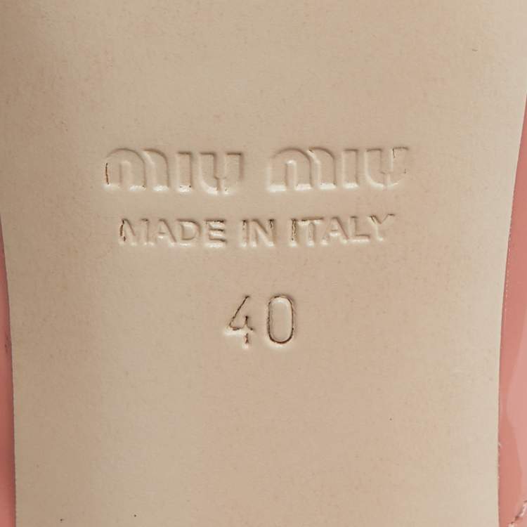Pre Owned Miu Miu Pink Patent Leather Bow Slide Sandals Size 40