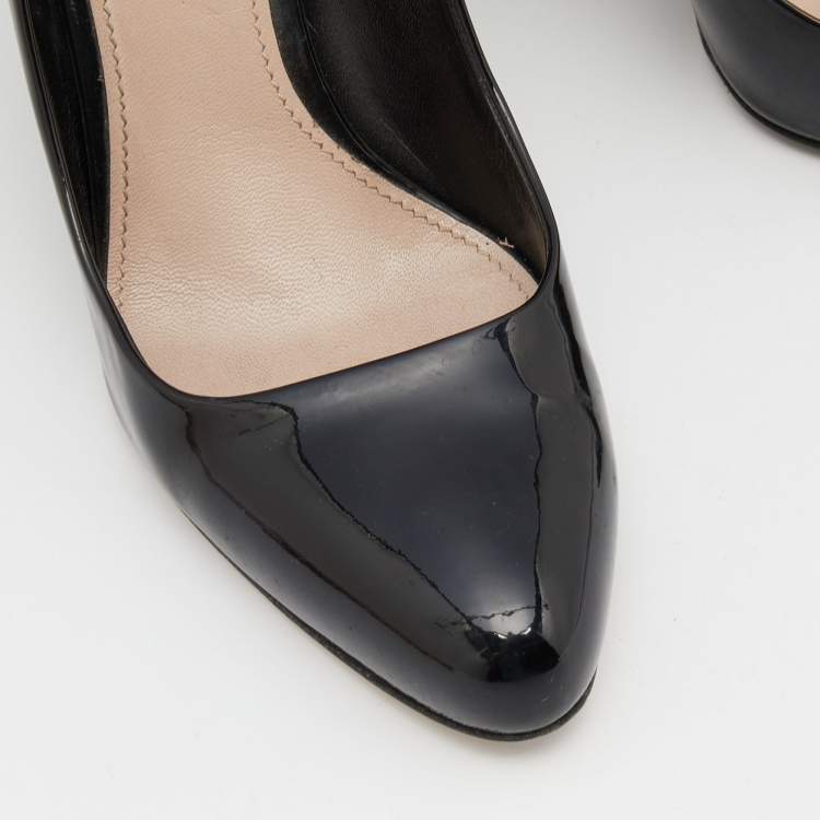Pre Owned Miu Miu Black Patent Leather Studded Pumps Size 38.5