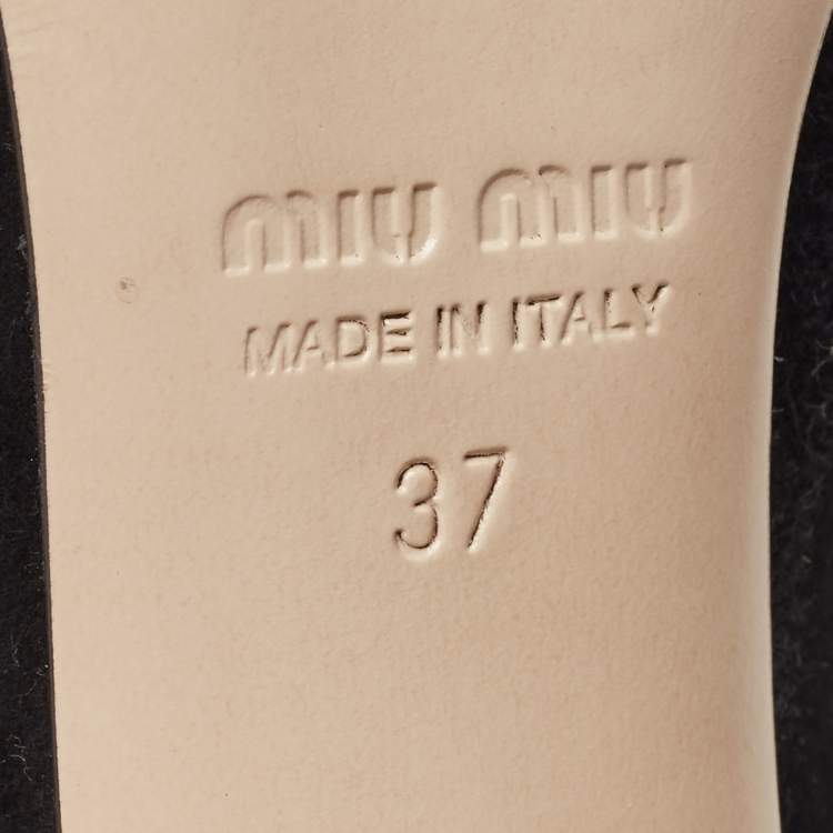 Pre Owned Miu Miu Black Suede Ankle Strap Sandals Size 37