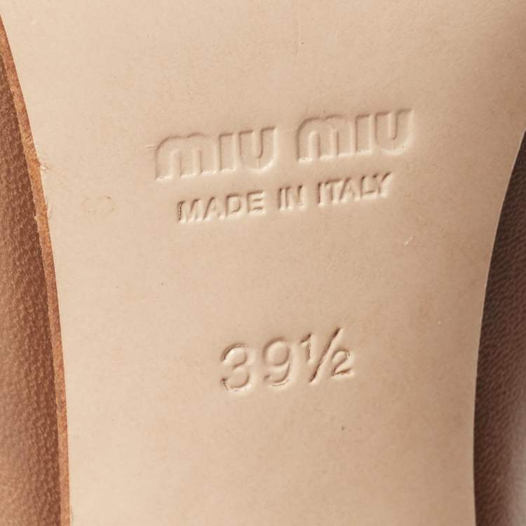 Pre Owned Miu Miu Brown Leather Buckle Detail Ankle Booties Size 39.5