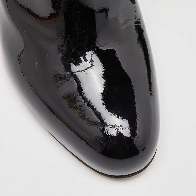 Pre Owned Miu Miu Black Patent Leather Ankle Boots Size 38.5