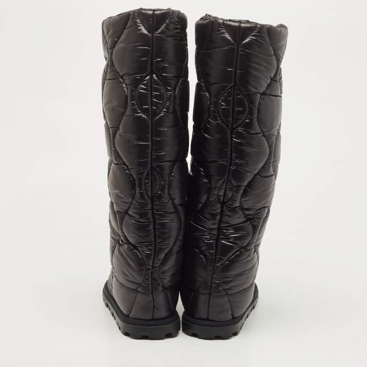 Pre Owned Miu Miu Black Nylon knee length Boots Size 37