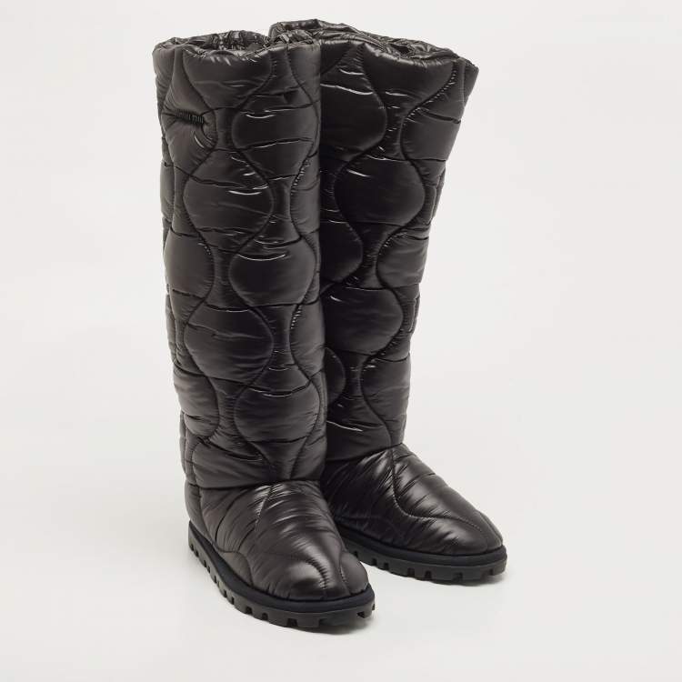 Pre Owned Miu Miu Black Nylon knee length Boots Size 37