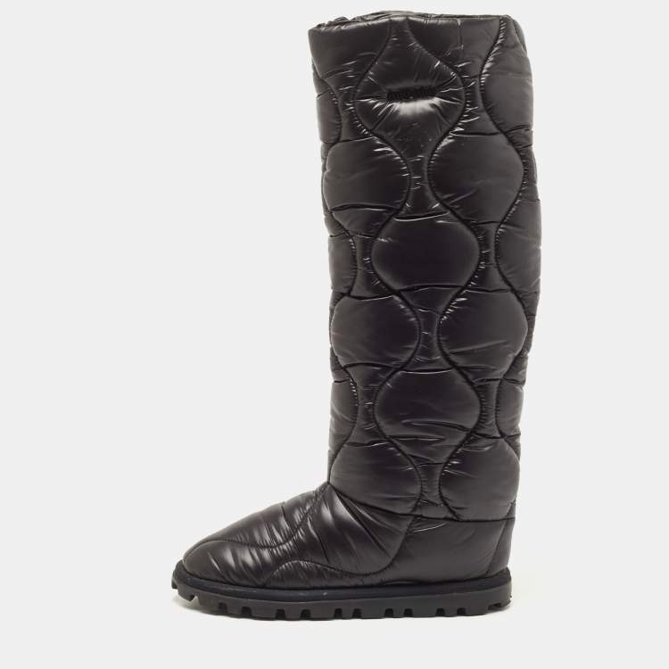 Pre Owned Miu Miu Black Nylon knee length Boots Size 37
