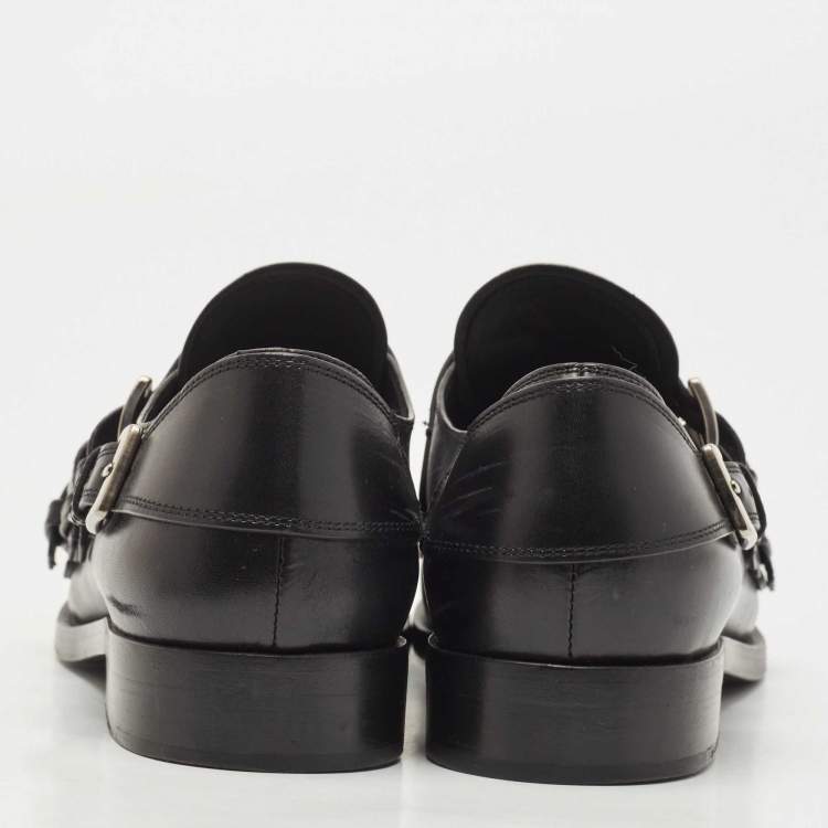 Pre Owned Miu Miu Black Leather Studded Cap Toe Monk Strap Derby Size 37