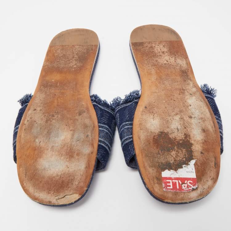Pre Owned Miu Miu Blue Denim Slide Flats Size 41