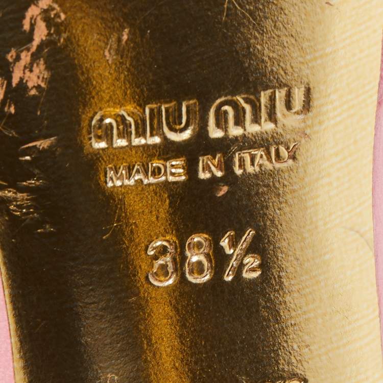 Pre Owned Miu Miu Pink Leather Flower Embellished Mules Size 38.5
