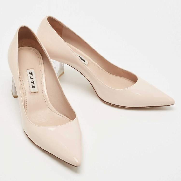 Pre Owned Miu Miu Light Pink Patent Leather Pumps Size 35
