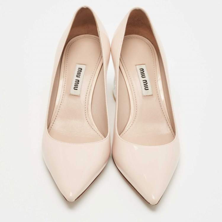 Pre Owned Miu Miu Light Pink Patent Leather Pumps Size 35
