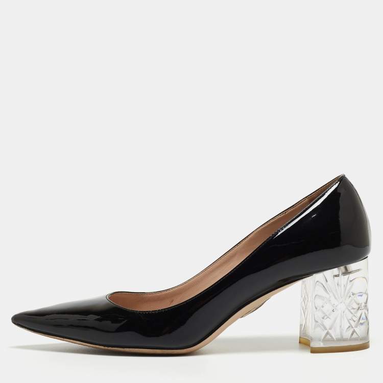 Pre Owned Miu Miu Black Patent Leather Pointed Toe Pumps Size 35