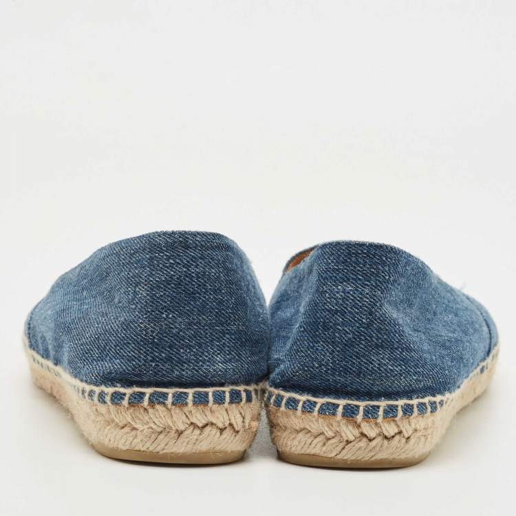 مملوكة مسبقًا Miu Miu Blue Denim Espadrille Flats Size 40