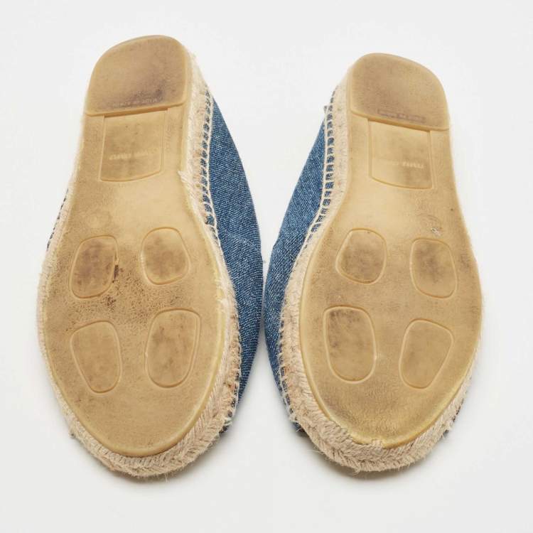 مملوكة مسبقًا Miu Miu Blue Denim Espadrille Flats Size 40