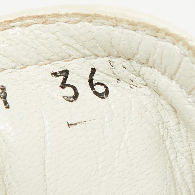 Pre Owned Miu Miu Off White Leather Espadrille Platform Sneakers Size 36