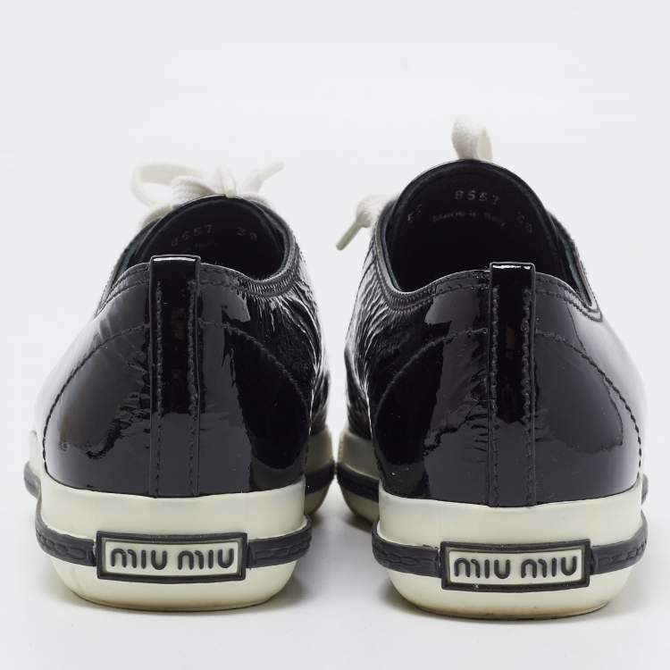 Pre Owned Miu Miu Black Patent Low Top Sneakers Size 38