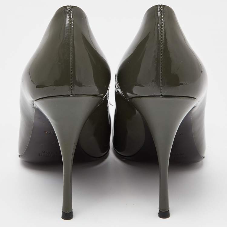Pre Owned Miu Miu Green Patent Leather Bow Pumps Size 37