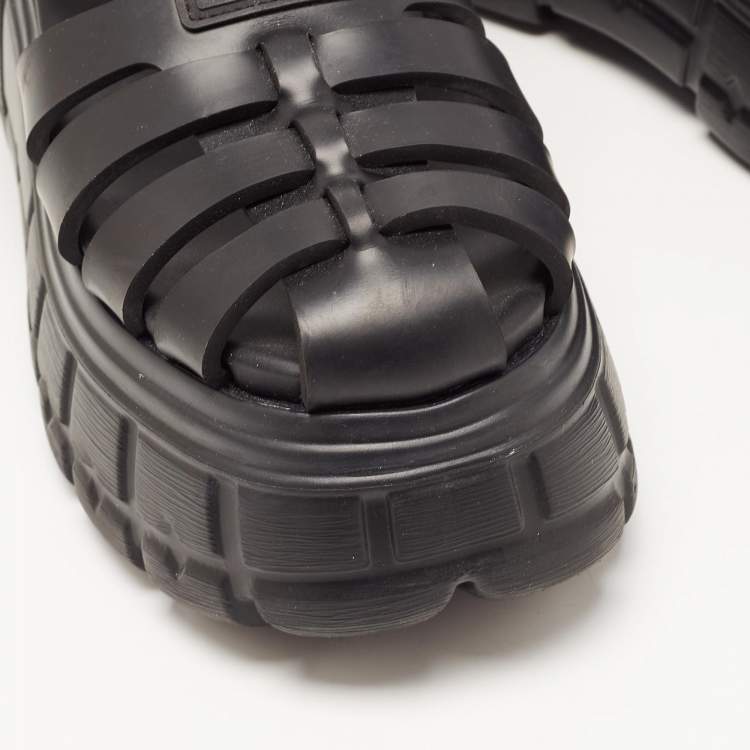 Pre Owned Miu Miu Black Rubber Eva Platform Sandals Size 38