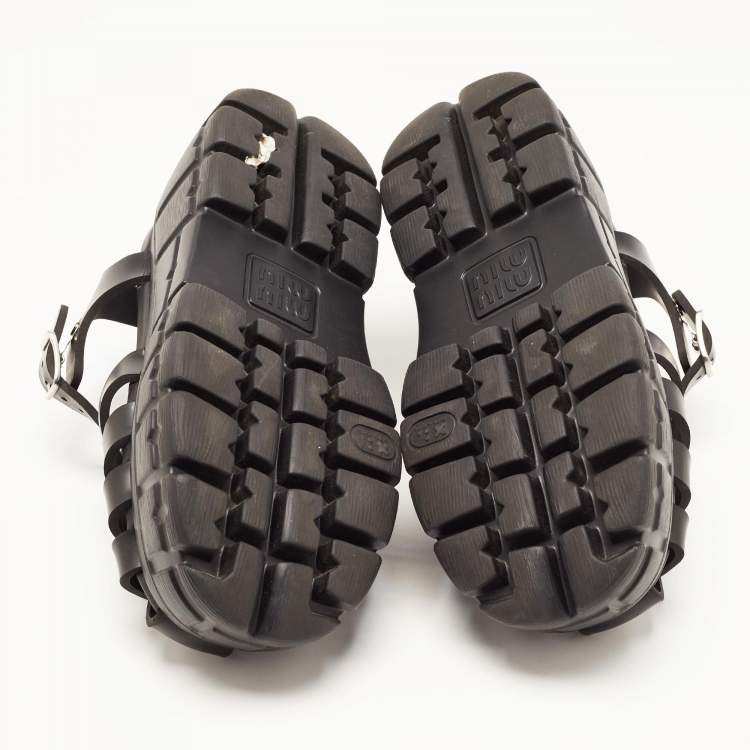Pre Owned Miu Miu Black Rubber Eva Platform Sandals Size 38
