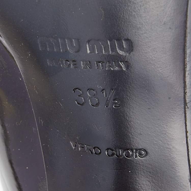 Pre Owned Miu Miu Black Patent Leather  Mary Jane Slingback Pumps Size 38.5