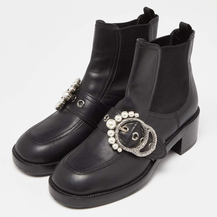 Miu miu discount embellished leather boots