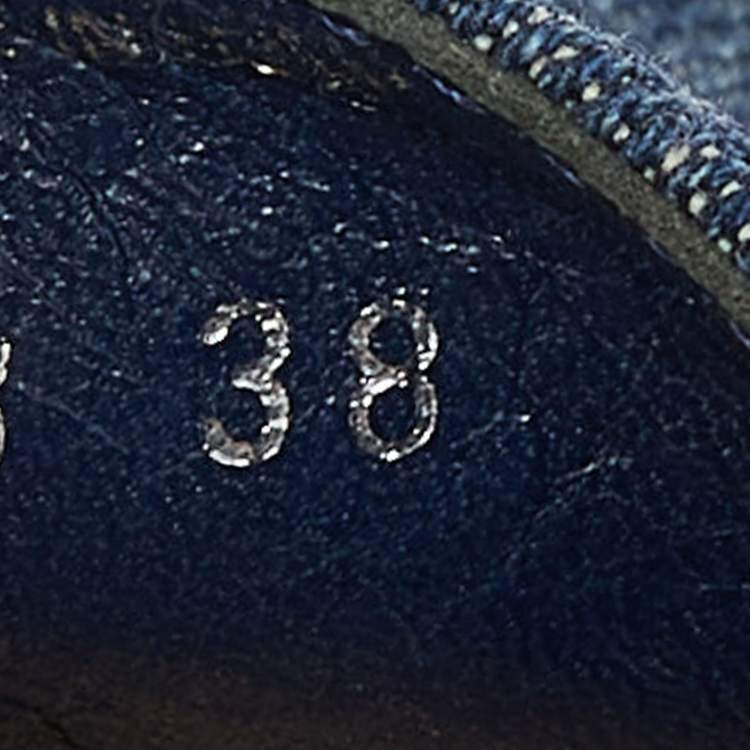 Pre Owned Miu Miu Blue Denim Platform Wedge Open Toe Espadrilles Size 38